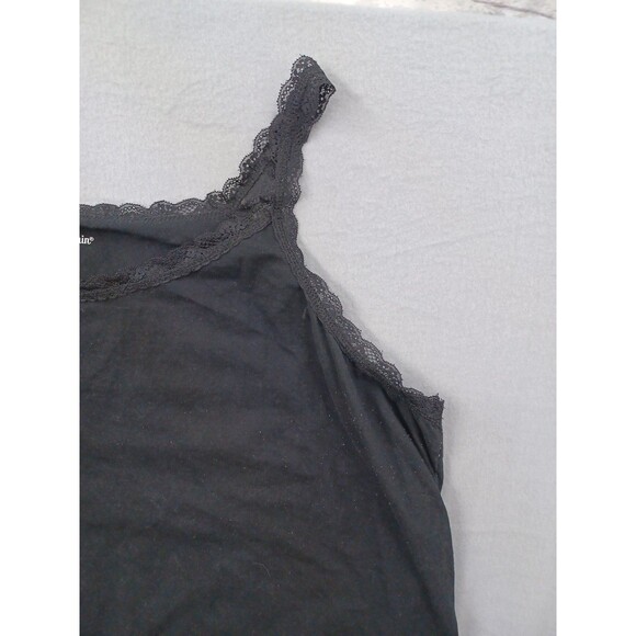 Y2K Woman Within Black Spaghetti Strap Top Sz 30/32 - 3X Cami Lace Trim Hem - Picture 3 of 7